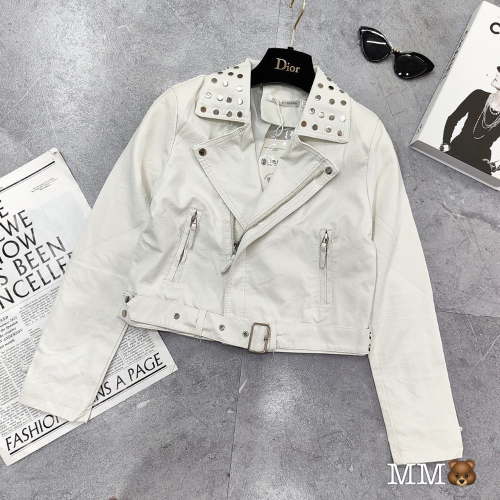 Women Leather Bomber - Picture 3 of 4